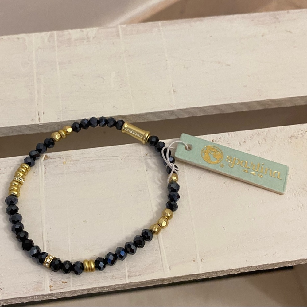 Spartina 449 Stretch Bracelet 4mm beads Gold Smoke Color